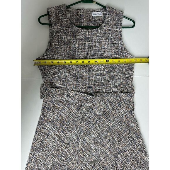 Calvin Klein Tweed Belted A-Line Midi Dress Size 10 - Picture 13 of 16